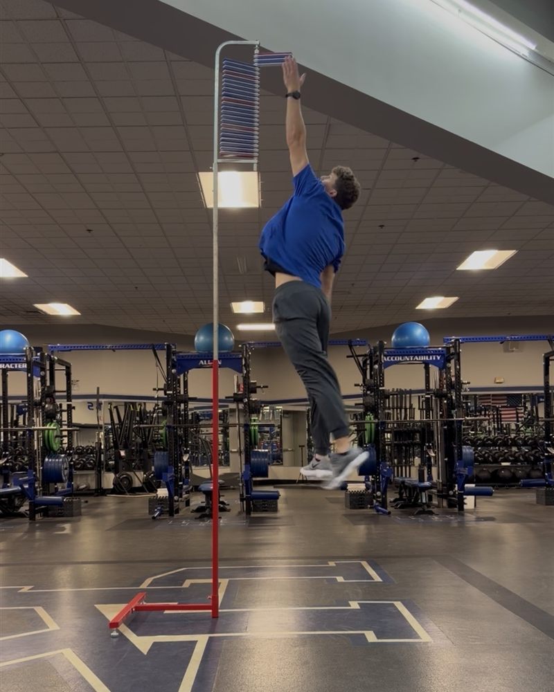 Connor Wise testing his vertical jump on a Vertec